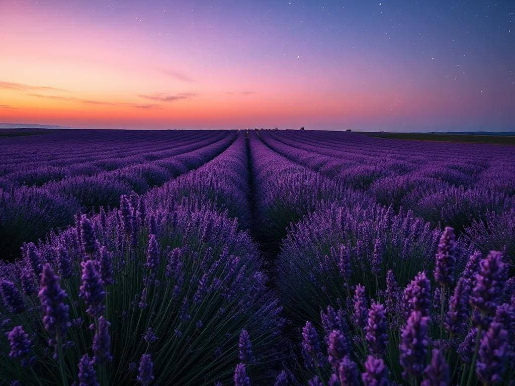 Lavender Field at Sunset Wallpaper – Peaceful Nature Landscape