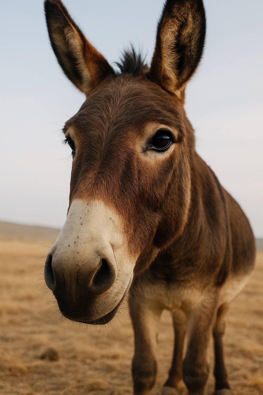 Close-Up Donkey in Dry Field Wallpaper